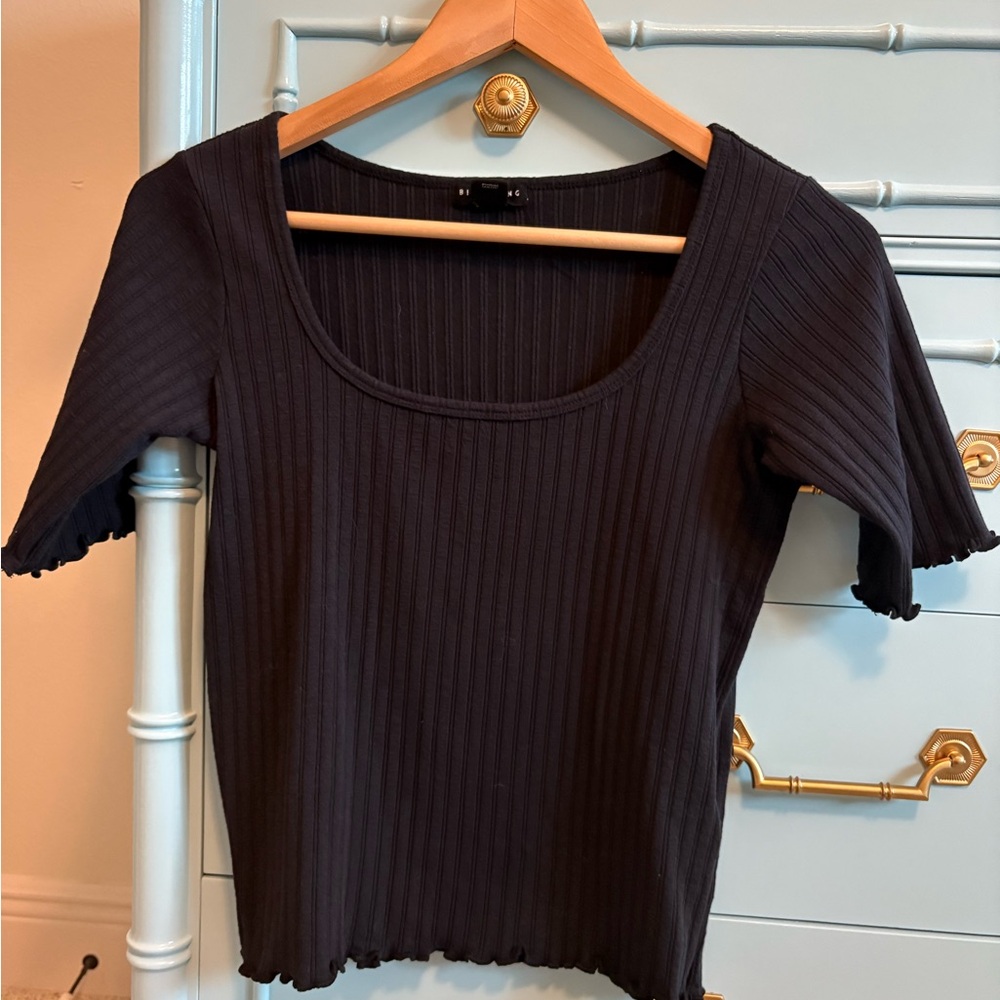 Billabong Black Ribbed Short Sleeve Top